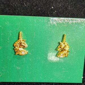 AVON Vintage Magical Unicorn Earrings, Pierced, Goldtone, NOS